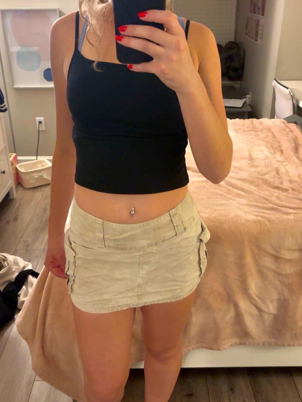 Zara tan cargo mini skirt Size XS